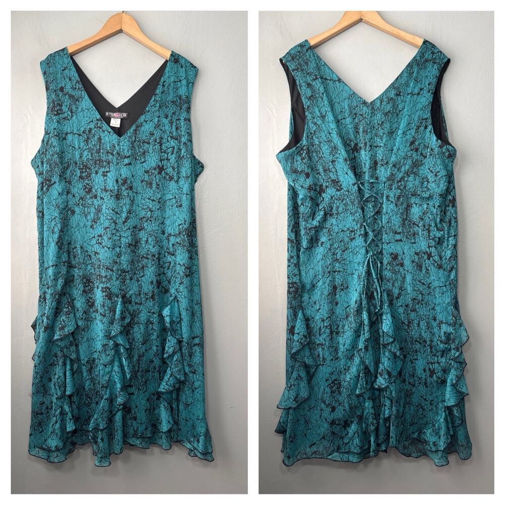 The Pyramid Collection Chiffon Dress Plus Size 2X Teal Chiffon Fairy Whimsigoth